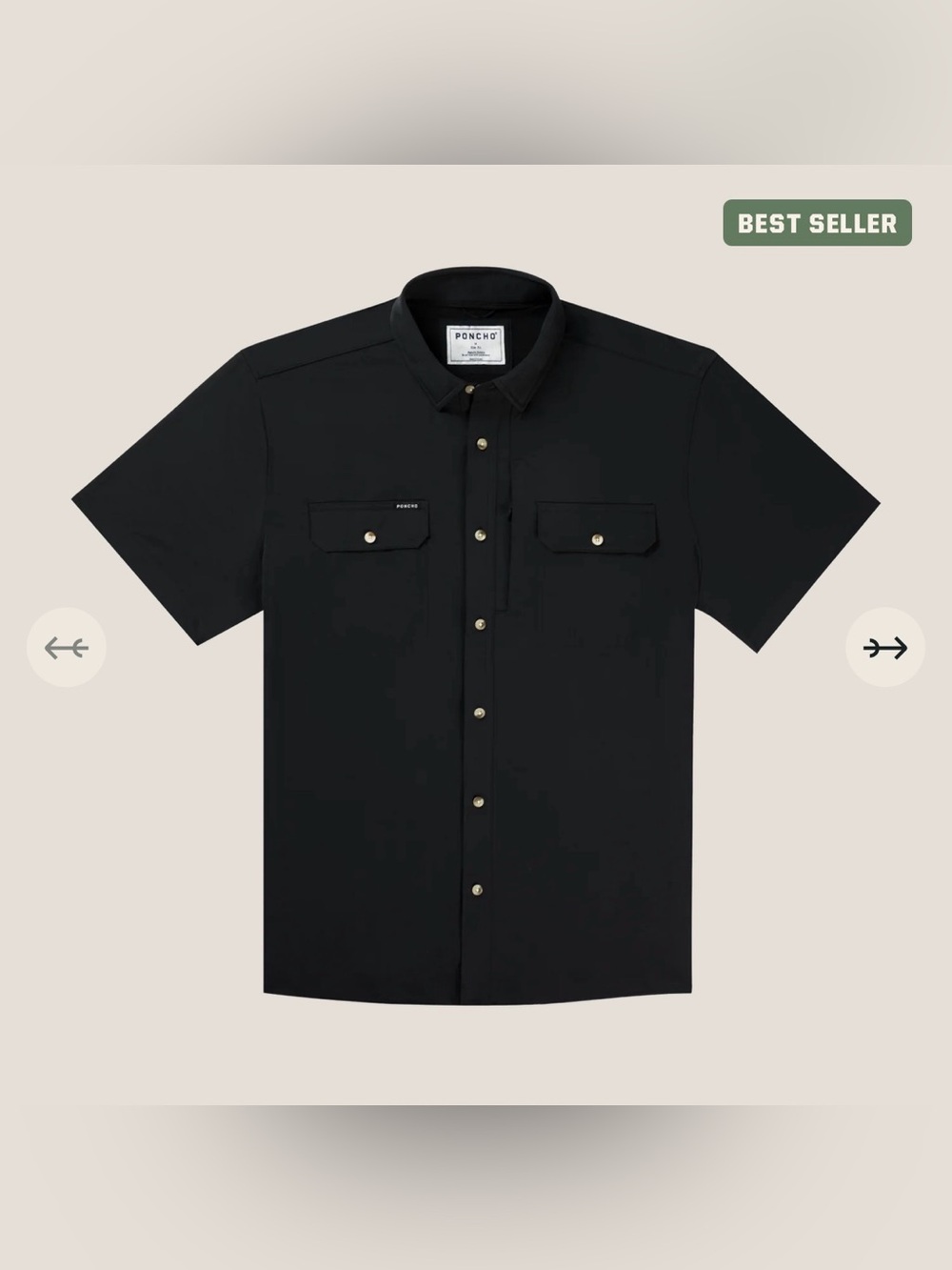 Poncho The Burnt End Performance Short Sleeve Black Medium EMBROIDERED Outdoor